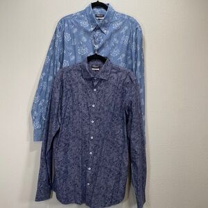 H.E. Mango dress‎ shirts slim fit botanical floral denim look